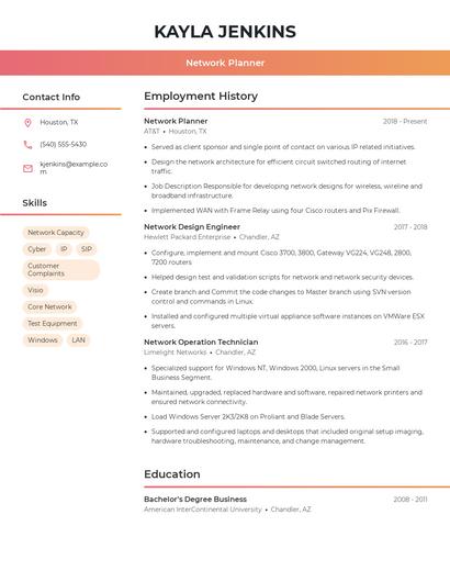 Network Planner Resume