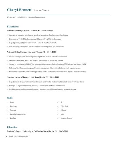 Network Planner Resume