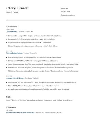 Network Planner Resume