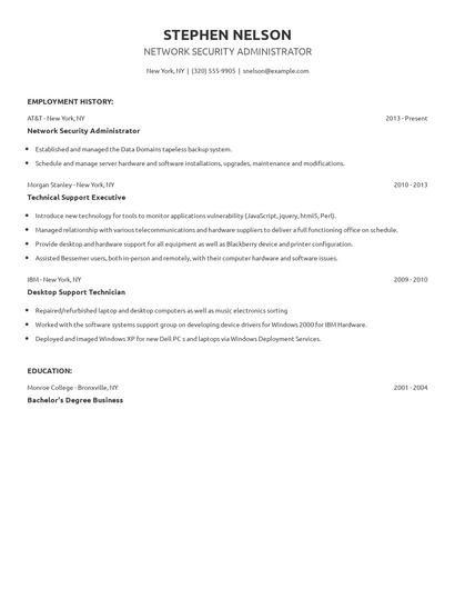 Network Security Administrator Resume