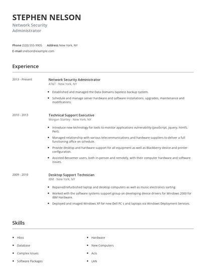 Network Security Administrator Resume
