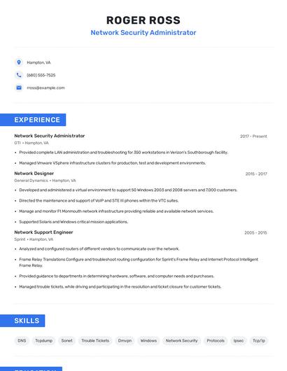Network Security Administrator Resume