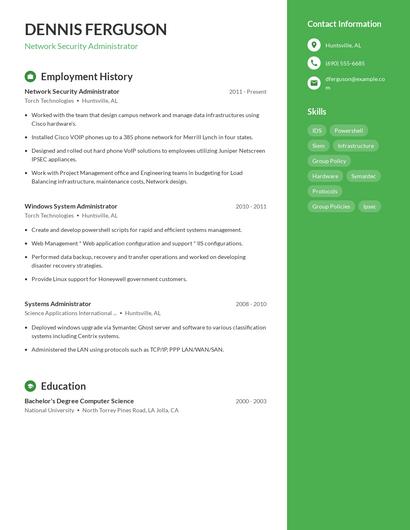 Network Security Administrator Resume
