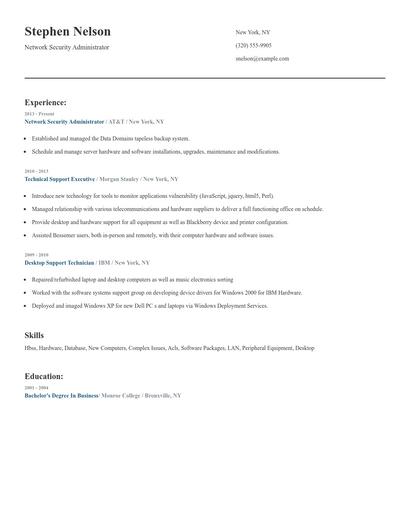 Network Security Administrator Resume