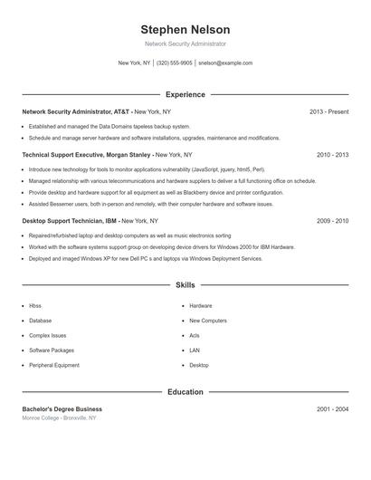 Network Security Administrator Resume