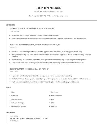 Network Security Administrator Resume