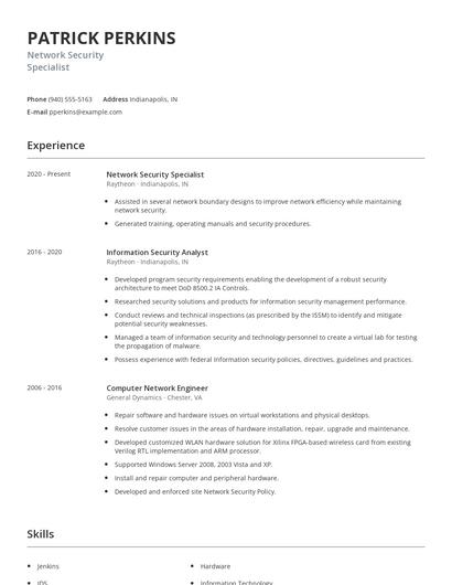 Network Security Specialist Resume