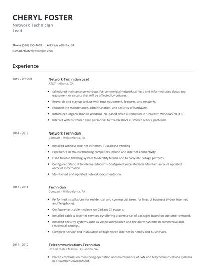 Network Technician Lead Resume