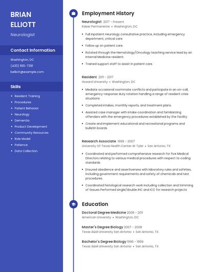 Neurologist Resume