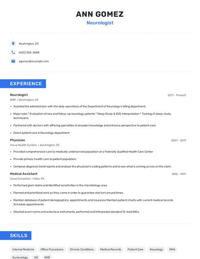 Neurologist Resume