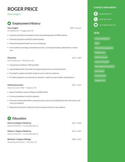Neurologist Resume