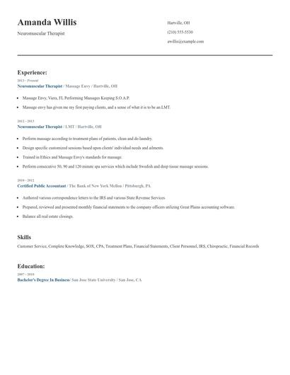 Neuromuscular Therapist Resume