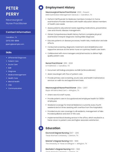 Neurosurgical Nurse Practitioner Resume