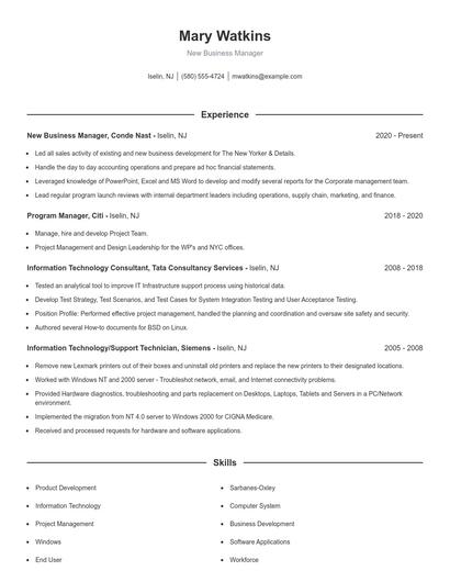 Resume example 1