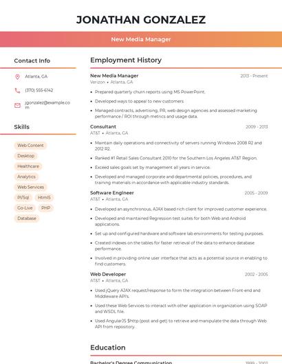 New Media Manager Resume