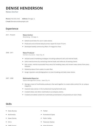 News Anchor Resume