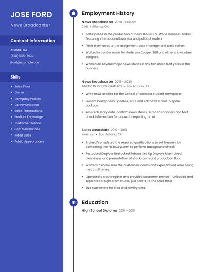 News Broadcaster Resume