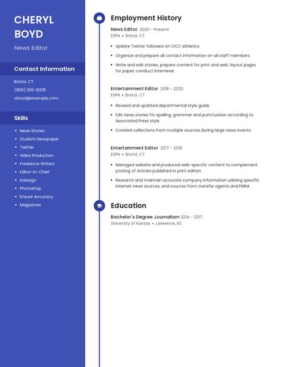News Editor Resume