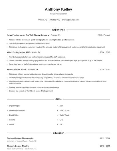 Resume example 1