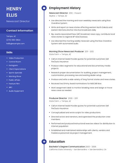 Newscast Director Resume