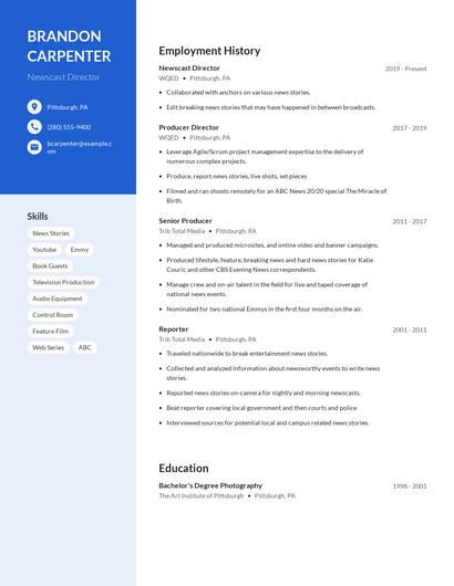 Newscast Director Resume
