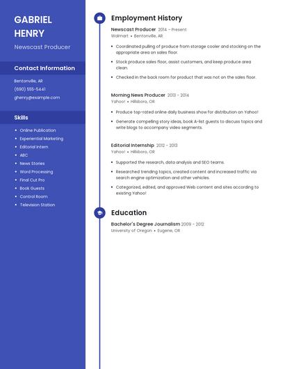 Newscast Producer Resume