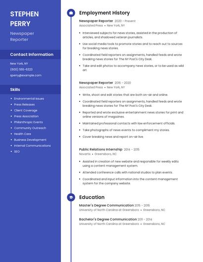 Newspaper Reporter Resume