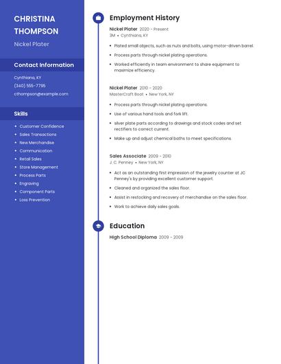 Nickel Plater Resume
