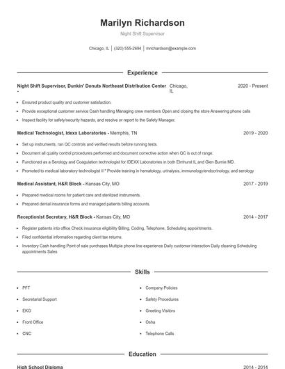 Resume example 1