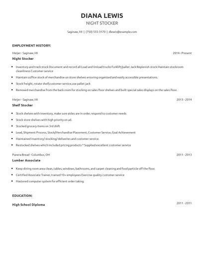 Night Stocker Resume