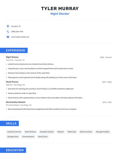 Night Stocker Resume