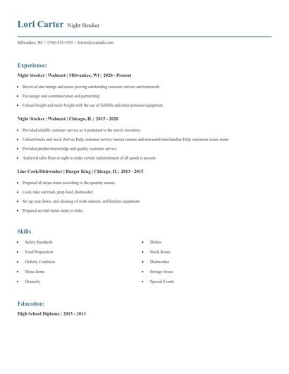 Night Stocker Resume