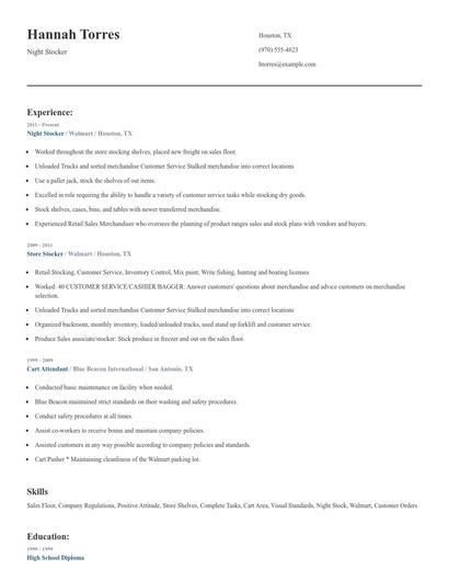 Night Stocker Resume