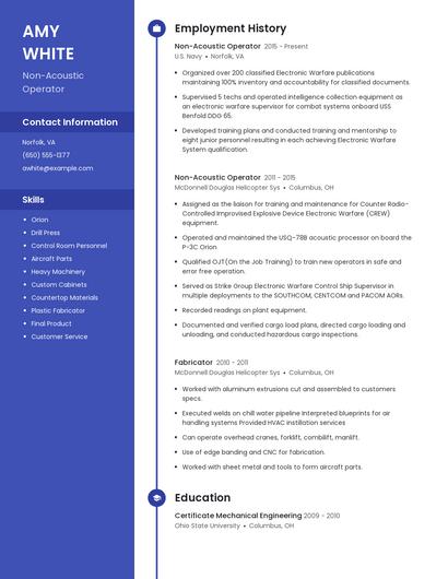 Non-Acoustic Operator Resume