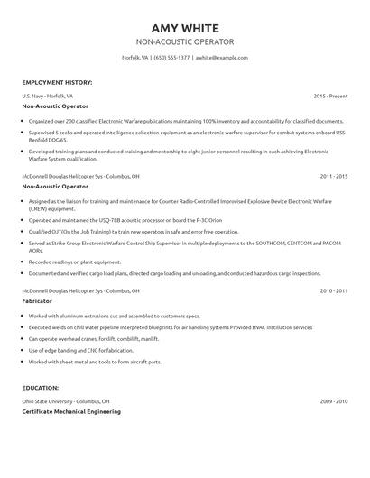 Non-Acoustic Operator Resume