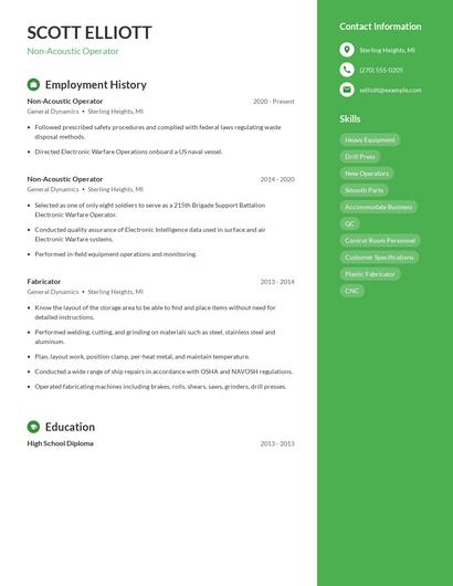 Non-Acoustic Operator Resume