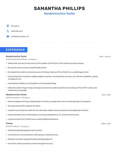 Nondestructive Tester Resume