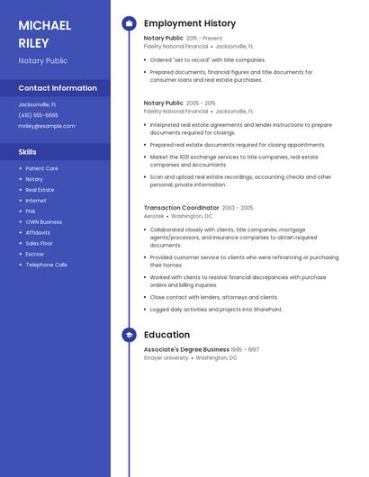 Notary Public Resume