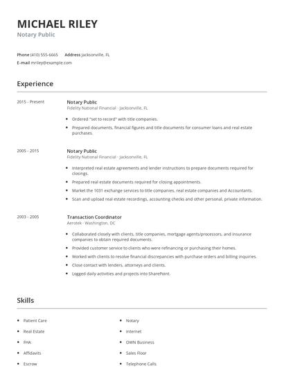 Notary Public Resume