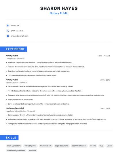 Notary Public Resume