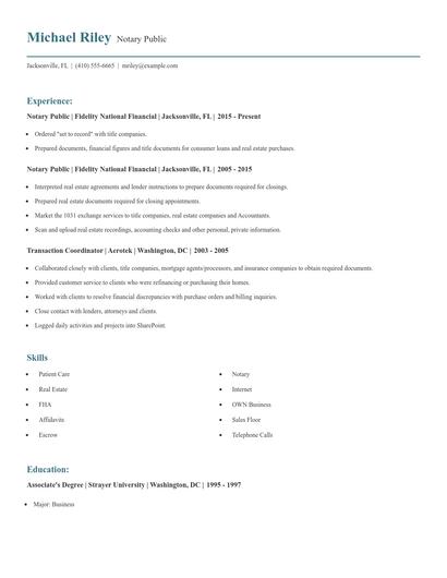 Notary Public Resume