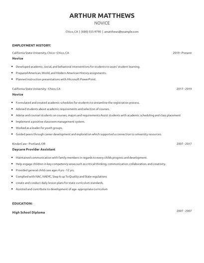 Novice Resume