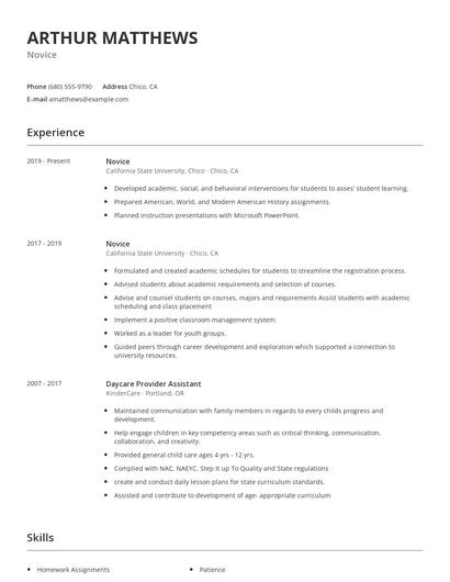 Novice Resume