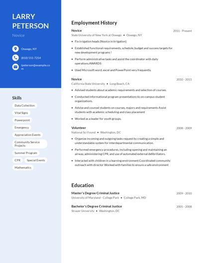 Novice Resume