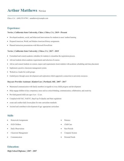 Novice Resume