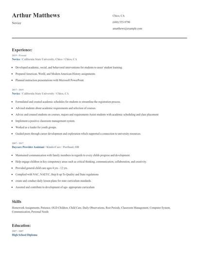 Novice Resume