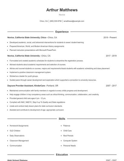 Novice Resume