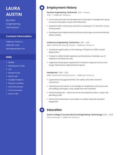 Nuclear Engineering Technician Resume
