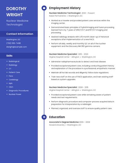 Nuclear Medicine Technologist Resume