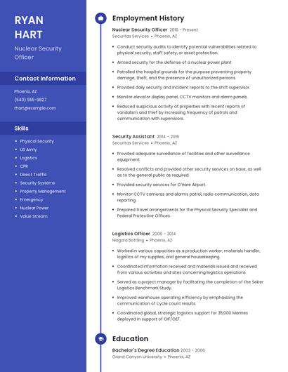 Nuclear Security Officer Resume
